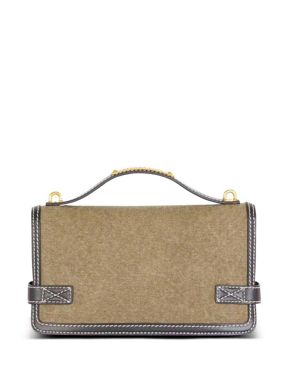 BALMAIN Mini Shoulder Buzz Handbag - Khaki Black with Golden Logo