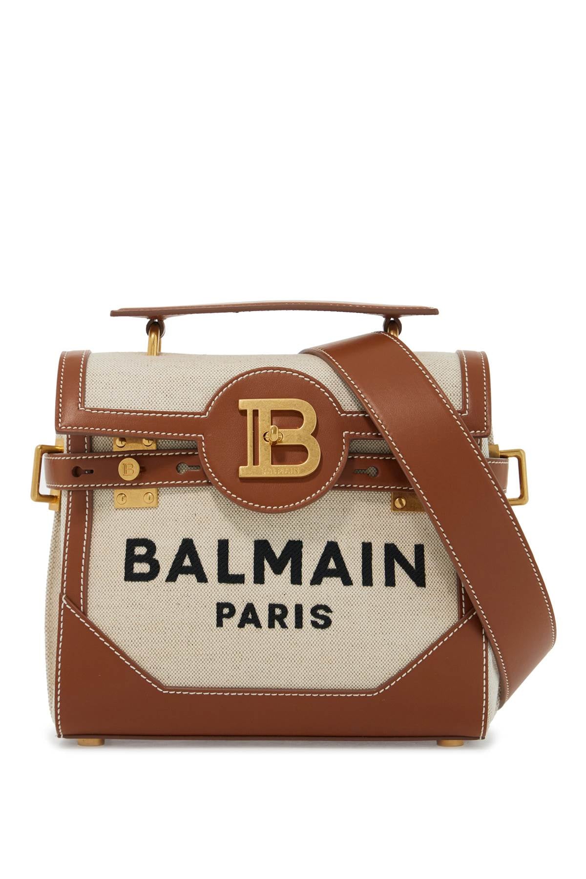 BALMAIN Chic Mini Canvas and Leather Handbag