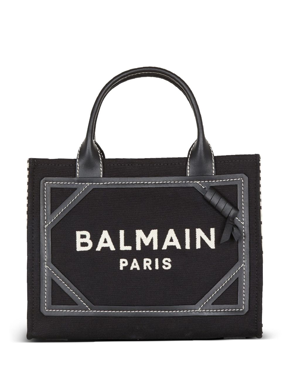 BALMAIN Chic Monogram Mini Tote in Black and White