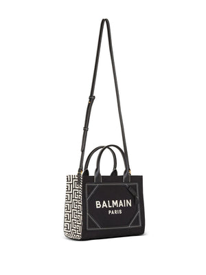 BALMAIN Chic Monogram Mini Tote in Black and White