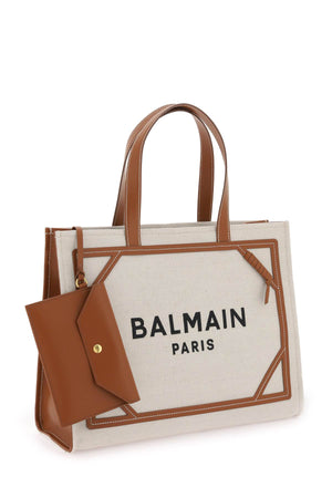 BALMAIN Chic Canvas and Leather Tote with Embroidered Detail