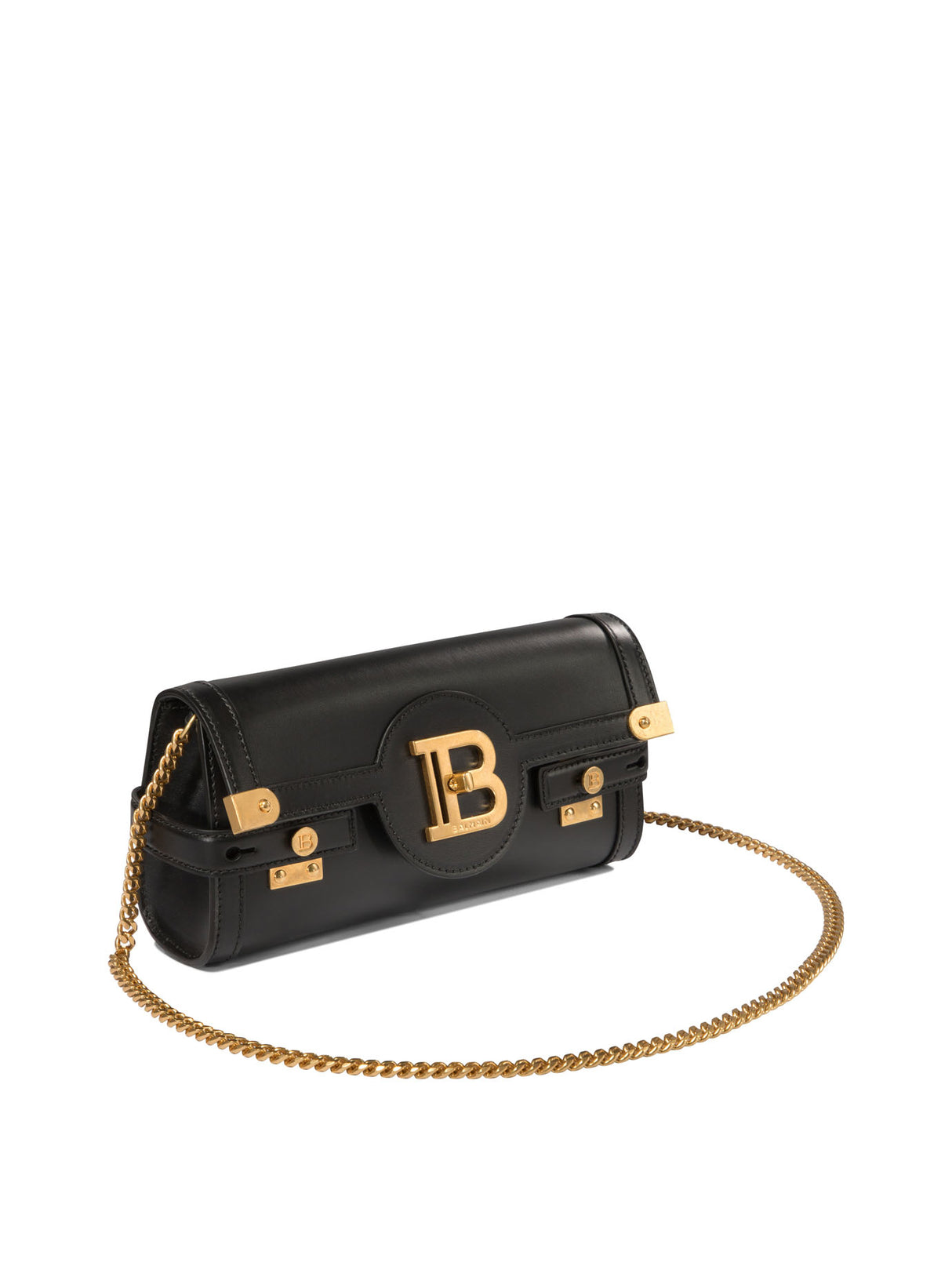 BALMAIN Luxury Black Leather Mini Clutch