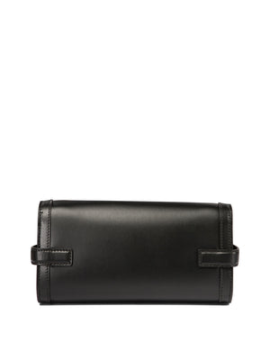 BALMAIN Luxury Black Leather Mini Clutch