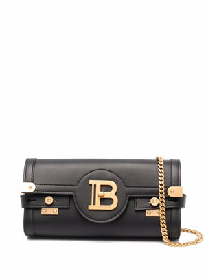 BALMAIN Luxury Black Leather Mini Clutch