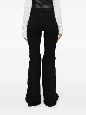 RICK OWENS Black Cotton Blend Bootcut Denim Jeans for Women | SS24 Collection
