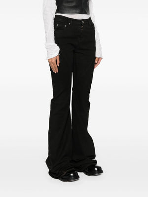 RICK OWENS Black Cotton Blend Bootcut Denim Jeans for Women | SS24 Collection