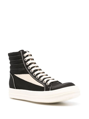 RICK OWENS Black Cotton Sneakers with Contrast Stitching and Branded Leather Insole for Women - SS24