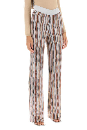 MISSONI Sequined Knit Pants with Wavy Motif in Mixed Colours for Women