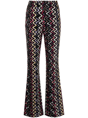 MISSONI Luxurious Black and Multicoloured Zigzag Flared Trousers for Women - FW23 Collection