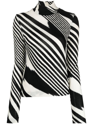 MISSONI Intarsia Wool Jumper with High Neck and Zip Fastening