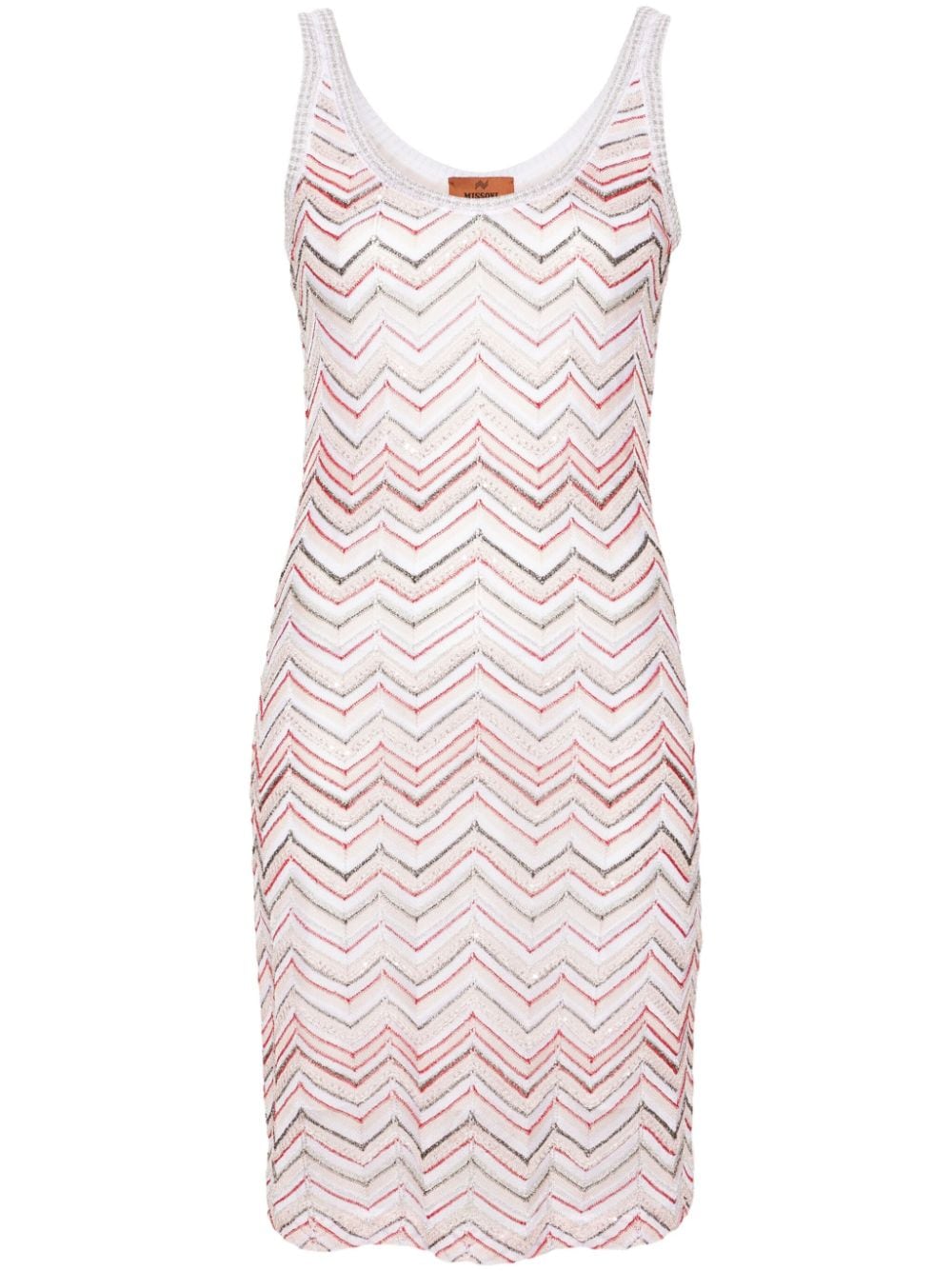 MISSONI Light Pink Zigzag Pattern Sleeveless Short Dress