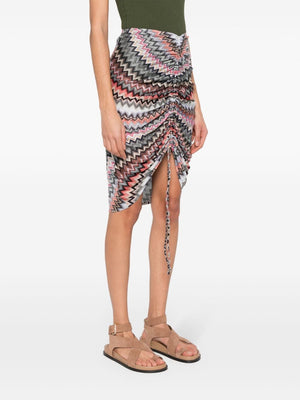 MISSONI Multicolored Cotton Blend Mini Skirt with Signature Zigzag Design