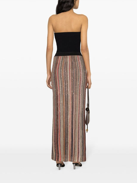 MISSONI Striped Long Skirt with Sequin and Lurex Detailing