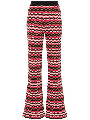 MISSONI Flared Trousers with Signature Zigzag Design in Multicolour