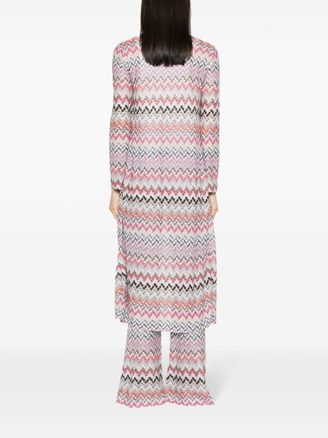 MISSONI Pink Multicolor Chevron Knit Long Cardigan for Women - SS24 Collection