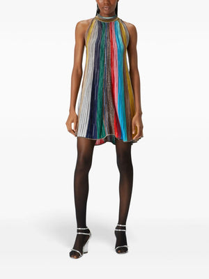 MISSONI Radiant Striped Mini Dress with Metallic Sheen