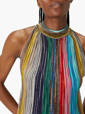 MISSONI Radiant Striped Mini Dress with Metallic Sheen