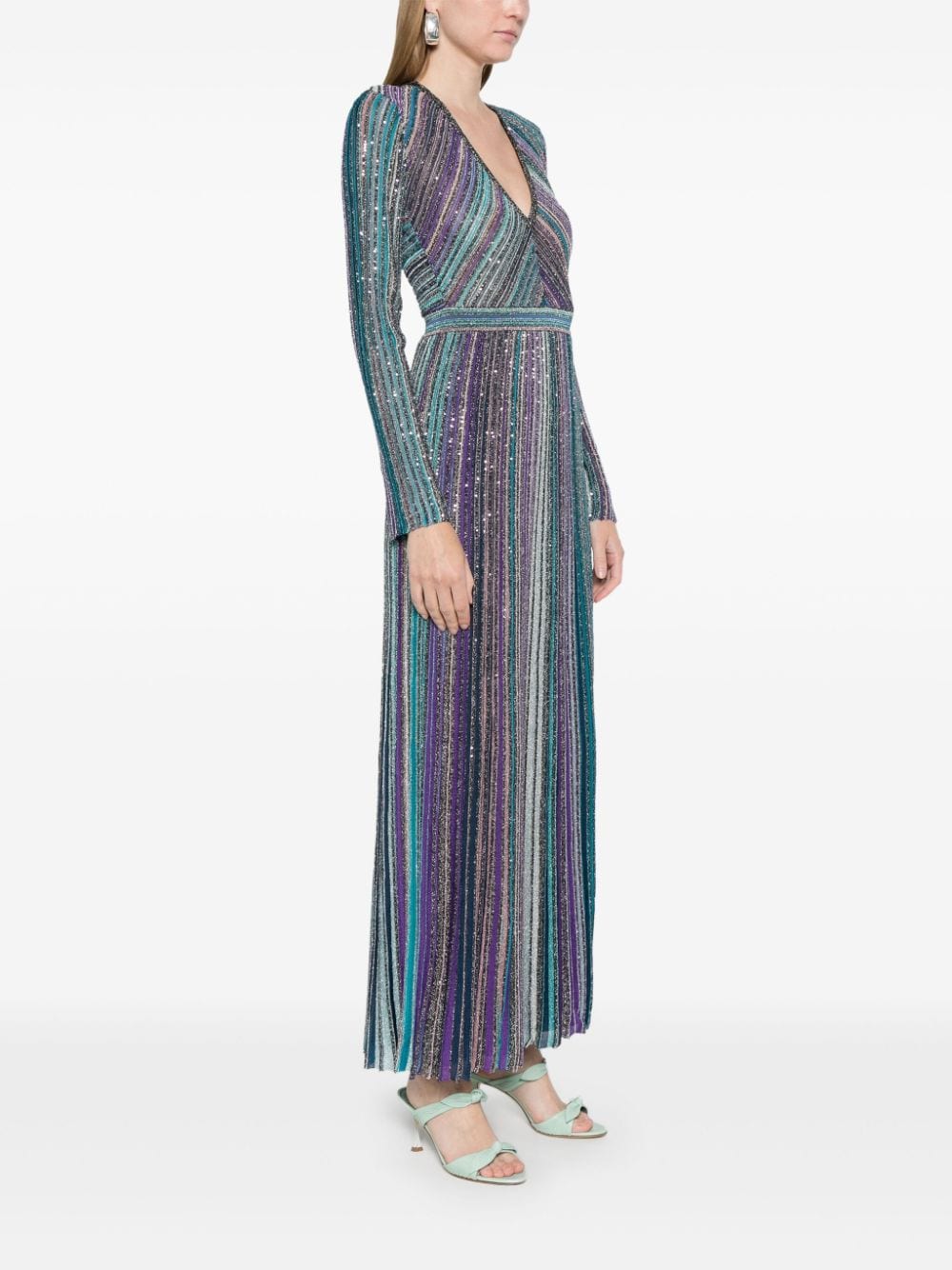 MISSONI Multicoloured Ribbed Knit Dress with Sequins