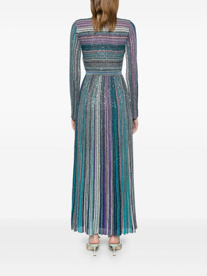 MISSONI Multicoloured Ribbed Knit Dress with Sequins