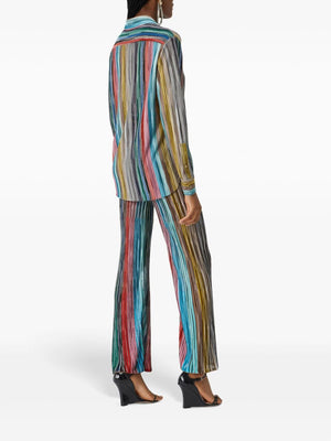 MISSONI High-Waisted Flared Leg Striped Trousers