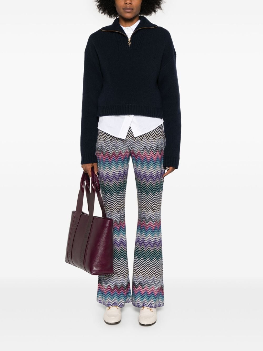 MISSONI Wool Zig-Zag Flare Pants - Size 40