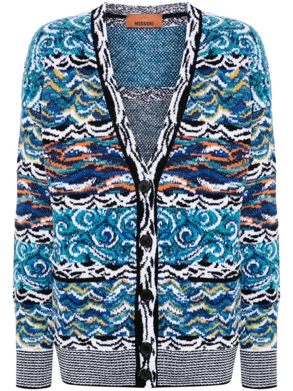 MISSONI Multicolor Wool-Cotton Blend V-Neck Cardigan