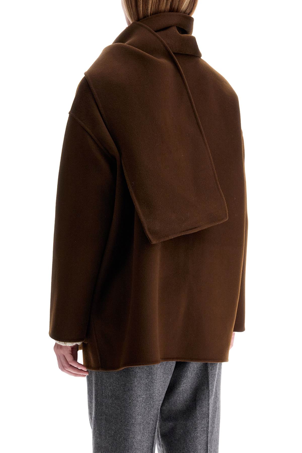 THE DYNAMIS STUDIO Antwerp Boxy Wool Jacket with Removable Scarf - Size 38