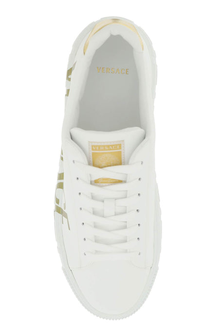 VERSACE White Leather 'GREEK' Sneakers for Men