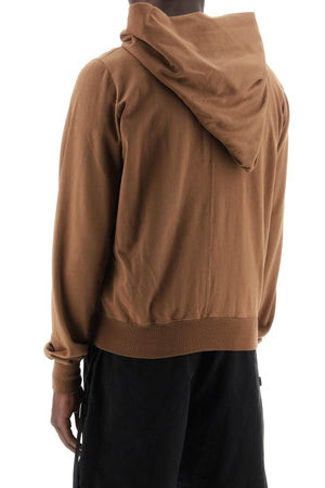 DRKSHDW Men's Asymmetrical Hooded Sweatshirt with Curved Zipper - Brown