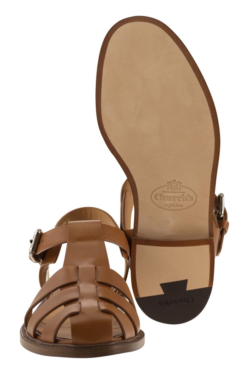 CHURCH'S Retro-Inspired Calfskin Sandal with Comfort Padding