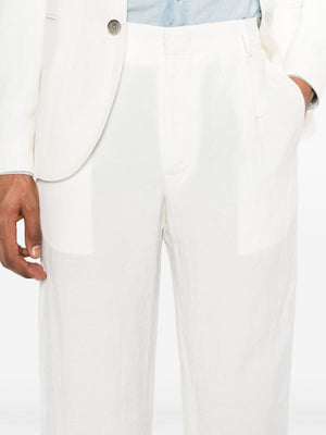 Bộ vest đơn hàng dệt lanh trắng cho nam