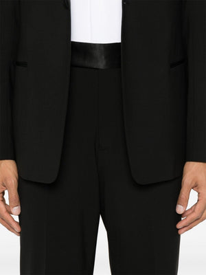 EMPORIO ARMANI Men's Black Wool Blend Stretch Blazer and Trousers Suit