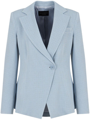 EMPORIO ARMANI Light Blue Single-Breasted Blazer Jacket for Women - SS24