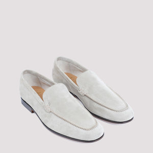 Giày lười moccasin da lộn nam với gót 2cm màu nude và trung tính