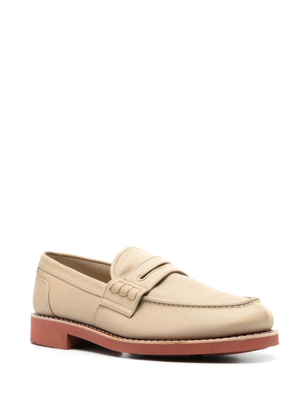 CHURCH'S Beige Canvas Loafers with Terracotta Rubber Sole for Men