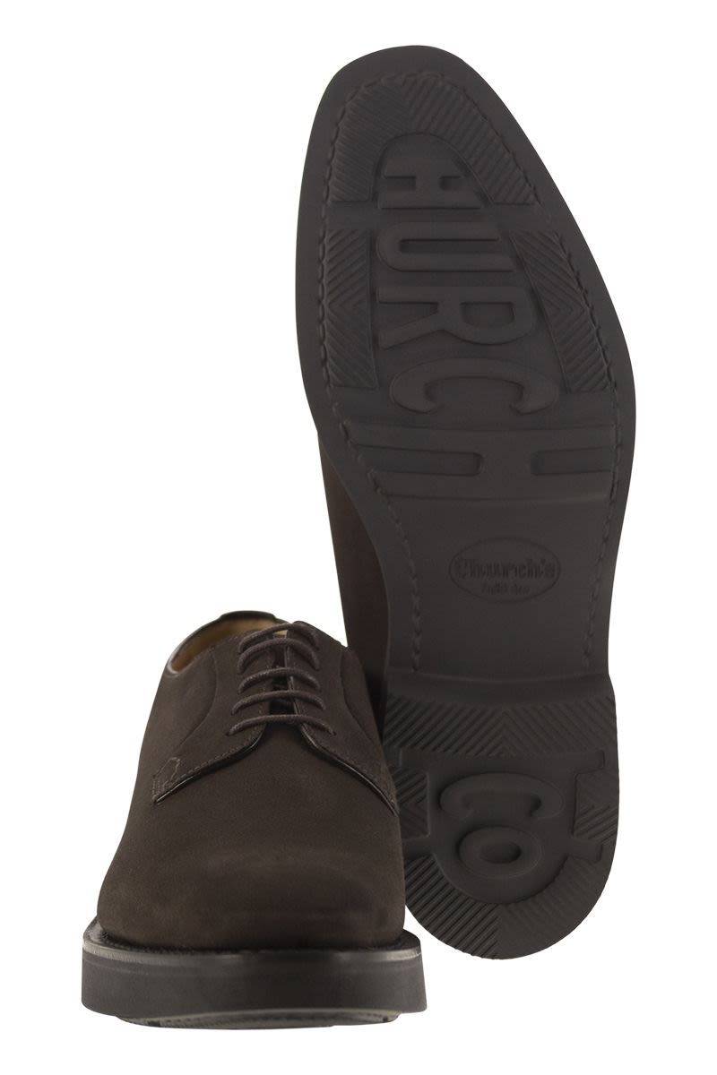 CHURCH'S Suede Calfskin Derby Dress Shoes