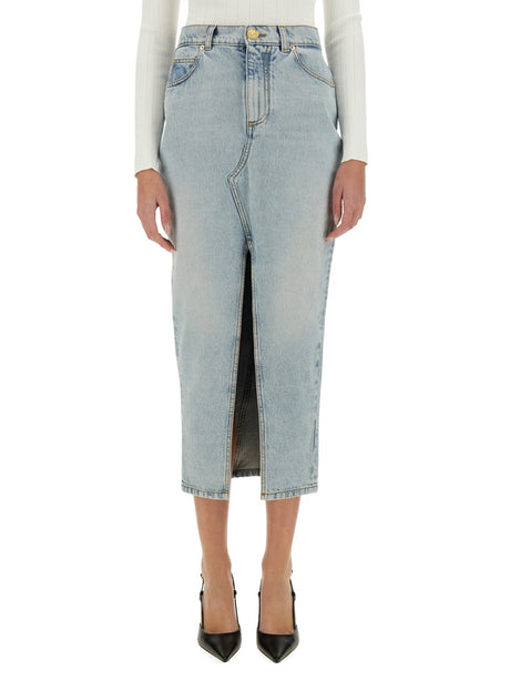 BALMAIN Chic Denim Midi Skirt - Size 36 FR