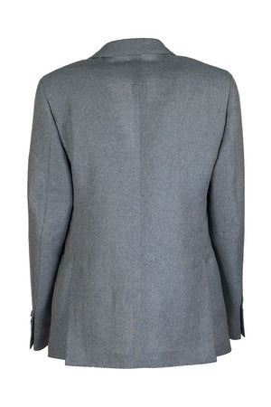 LARDINI Blue Herringbone Pattern Single-Breasted Jacket for Men, SS20 Collection