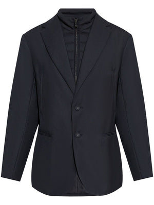 EMPORIO ARMANI Midnight Blue Wool Blend Single-Breasted Jacket