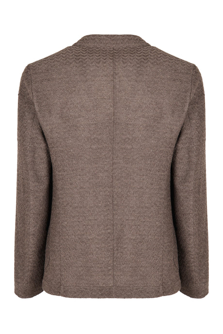 EMPORIO ARMANI Classic Two-Button Wool Blazer in Brown