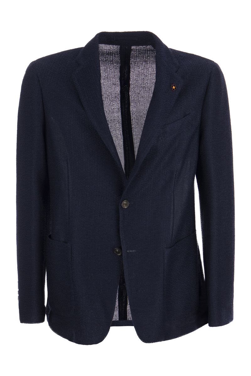 LARDINI Men's Deconstructed Cotton Linen Blend Jacket for a Casual and Elegant Style