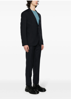 LARDINI Stylish Midnight Blue Wool Blazer and Trouser Set for Men