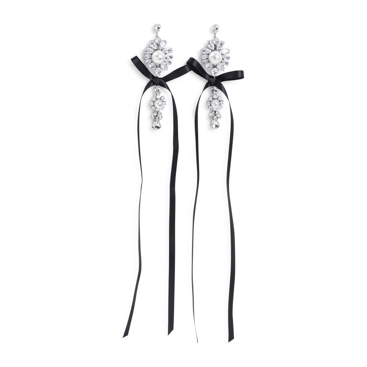 SIMONE ROCHA Long Crystal Crest Bow Earrings