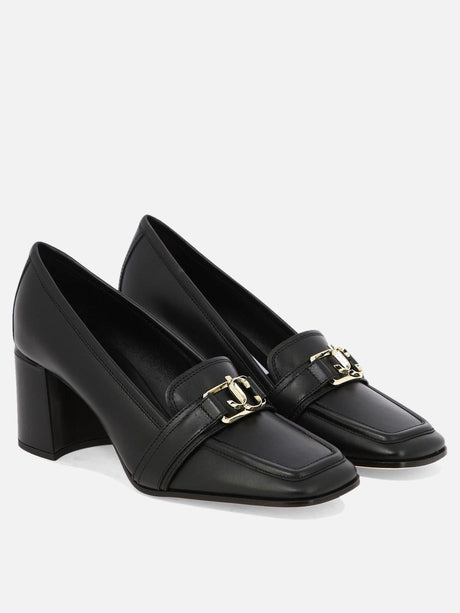 JIMMY CHOO Stylish Black Heeled Moccasins for Women - SS24 Collection