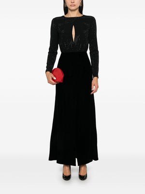 EMPORIO ARMANI Long Velvet Dress with Panel Design