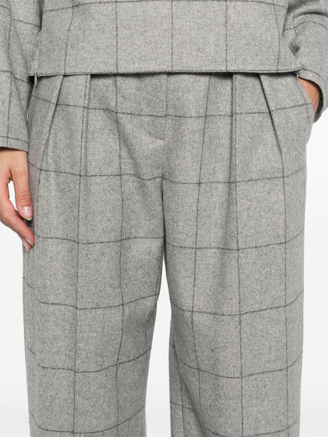 EMPORIO ARMANI Checkered Design Pleated Trousers for Women