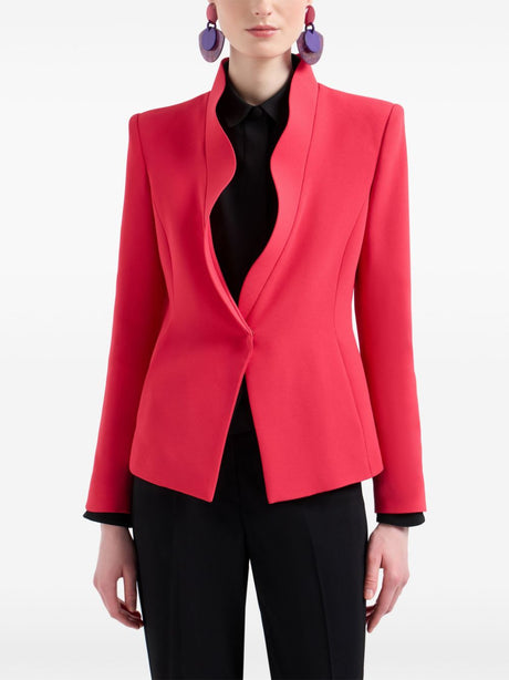 EMPORIO ARMANI Single-Breasted Ruffled Red Jacket for Women