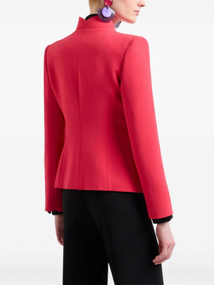 EMPORIO ARMANI Single-Breasted Ruffled Red Jacket for Women