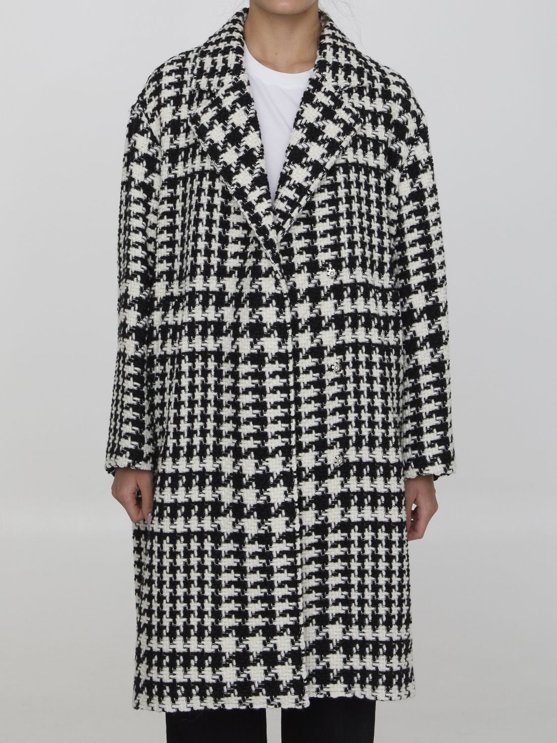 Áo Khoác Houndstooth Dáng Rộng cho Nữ - FW24