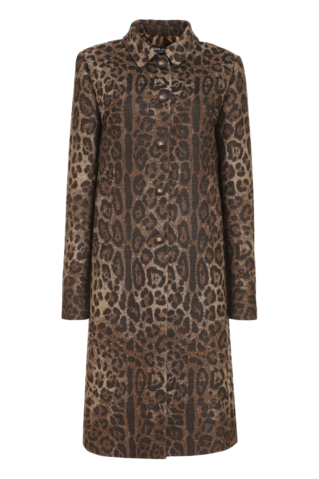 DOLCE & GABBANA Classic Collar Animalier Wool Jacket for Women